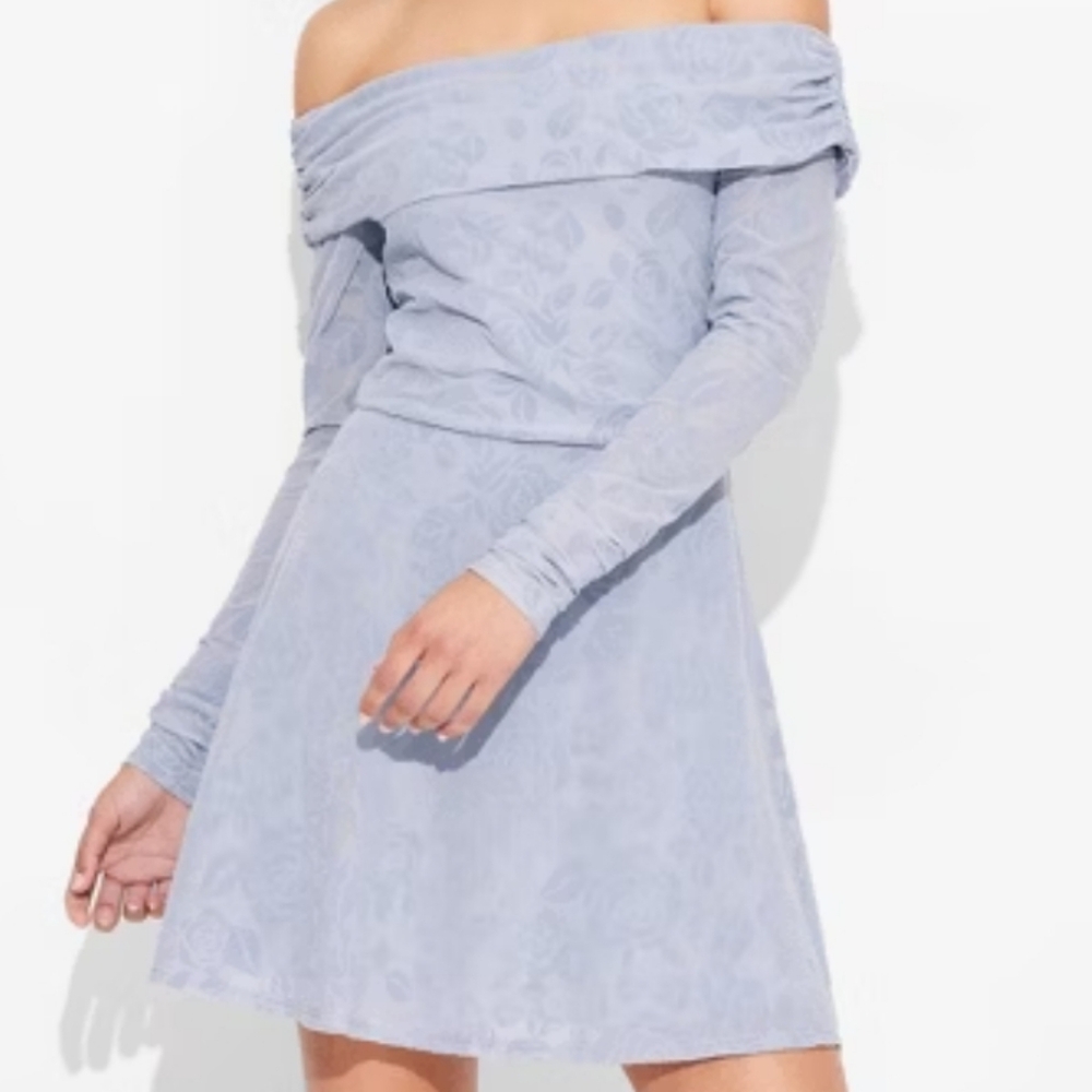 ❤️10/$30 New Elegant Off-Shoulder Light Blue Gray Color  Dress